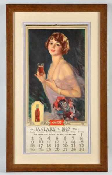 Appraisal: Coca-Cola Calendar Framed and matted under plexiglass Complete calendar with