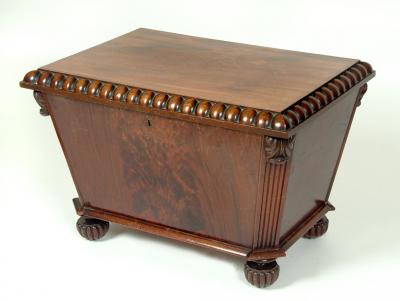 Appraisal: A GEORGE IV MAHOGANY WINE COOLER of sarcophagus form the