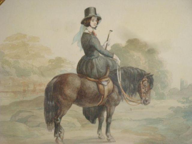 Appraisal: Unsigned th C W C of Elegant Woman Horseback in