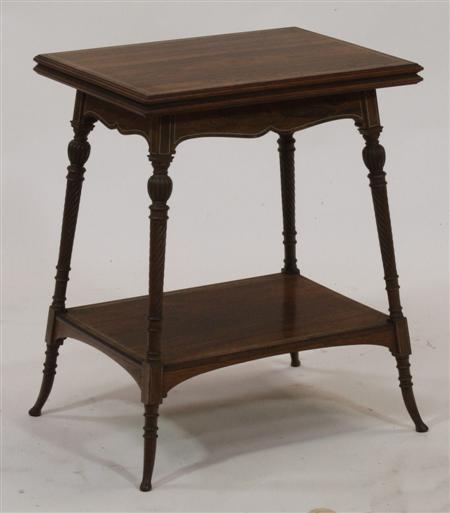 Appraisal: A Victorian rosewood work table the moulded rectangular top over