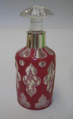 Appraisal: A VICTORIAN CASED GLASS SCENT BOTTLE with faceted mushroom stopper