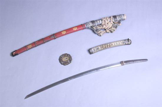 Appraisal: JAPANESE LONG SWORD KATANA Tachi mounted saya with kiri mon