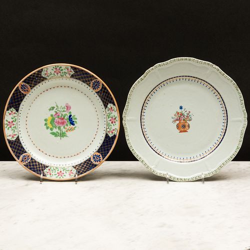 Appraisal: EXPORT PORCELAIN INDIAN MARKET PLATE AND A CHINESE EXPORT FAMILLE