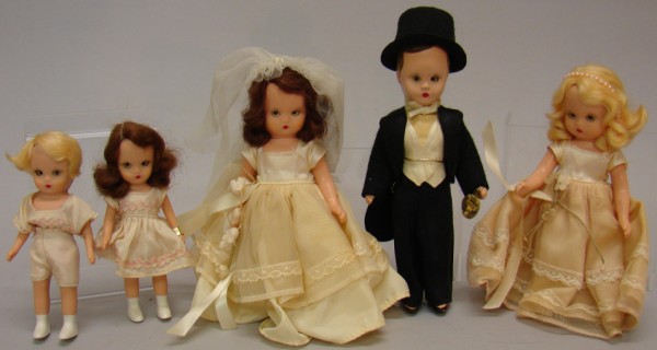 Appraisal: Lot of HP NASB dolls - Bridal Party Bride Groom