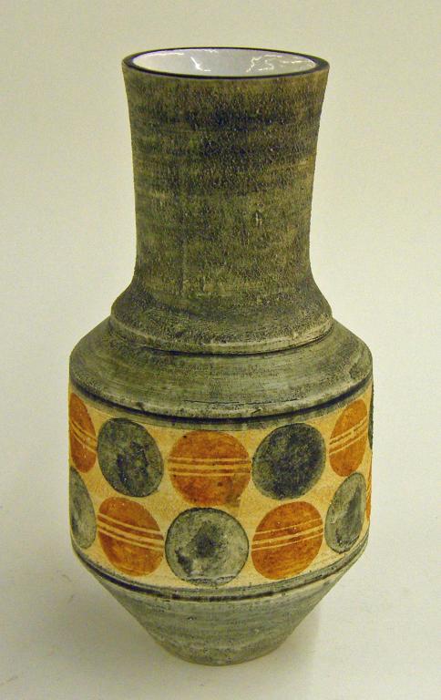 Appraisal: Troika textured glaze vase decorated with two bands of circles