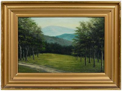 Appraisal: Western North Carolina painting folk art landscape old label verso