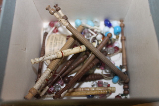 Appraisal: A COLLECTION OF GEORGIAN IVORY AND MAHOGANY TURNED LACE BOBBINS