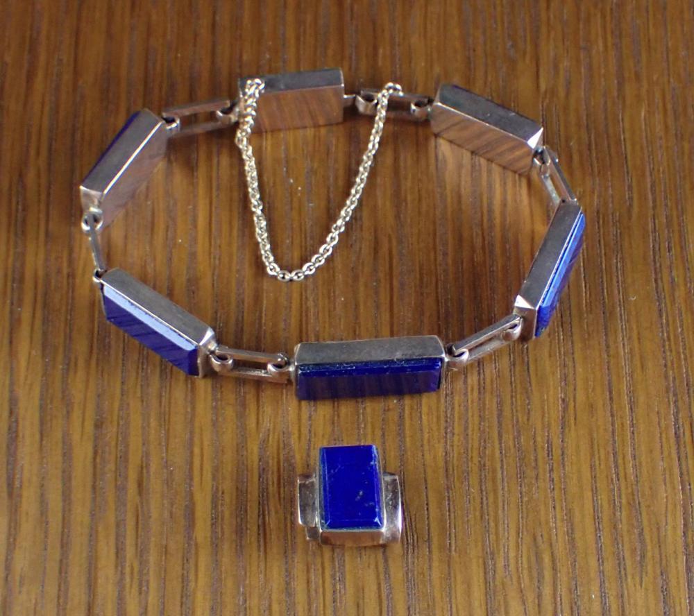 Appraisal: LAPIS LAZULI BRACELET AND SLIDE PENDANT including a - k