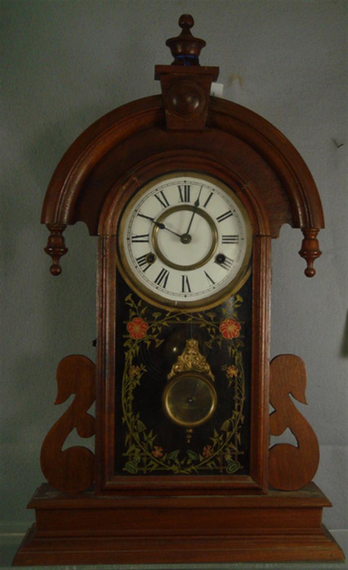 Appraisal: Walnut teardrop day shelf clock runs t s k p