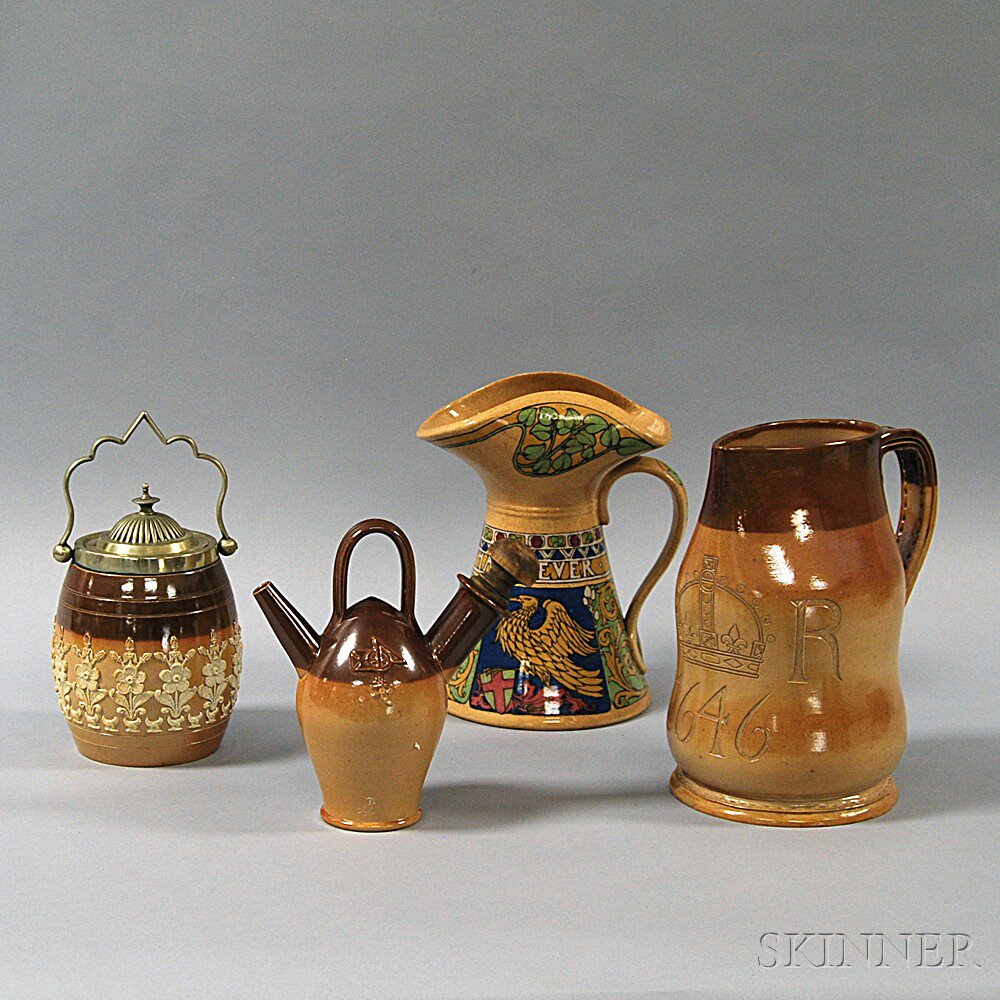 Appraisal: Four Doulton Stoneware Items England th and th century a