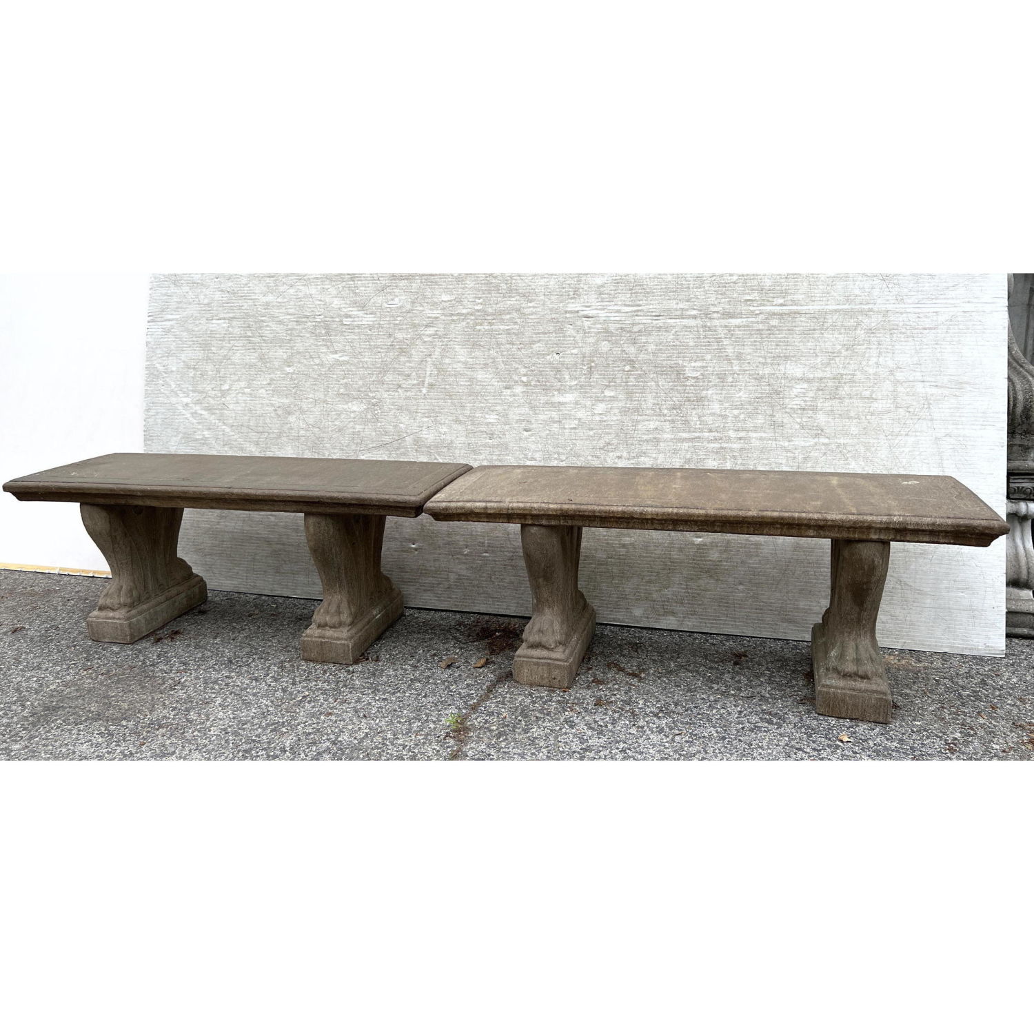 Appraisal: Pair Cast Stone Garden Benches Dimensions H inches W inches