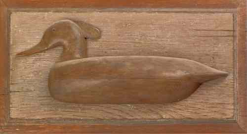 Appraisal: Carved duck wall plaque mid th c x