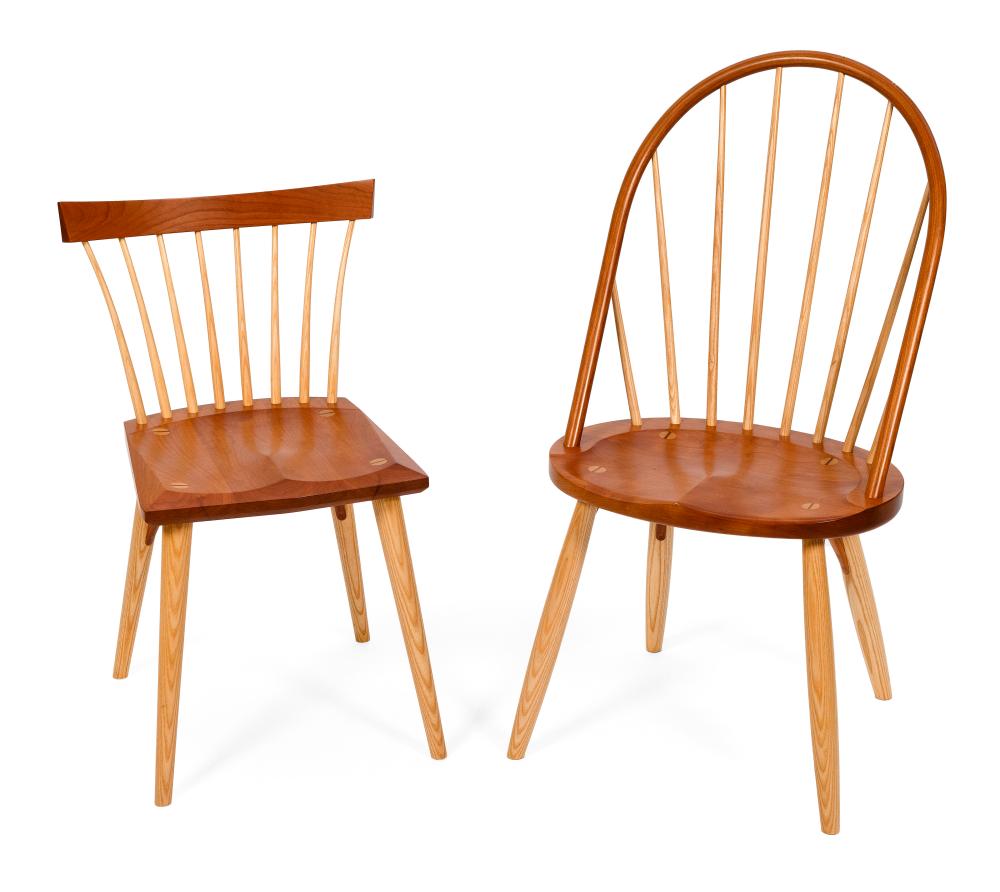 Appraisal: TWO THOS MOSER WINDSOR CHAIRS AUBURN MAINE DATED BACK HEIGHTS