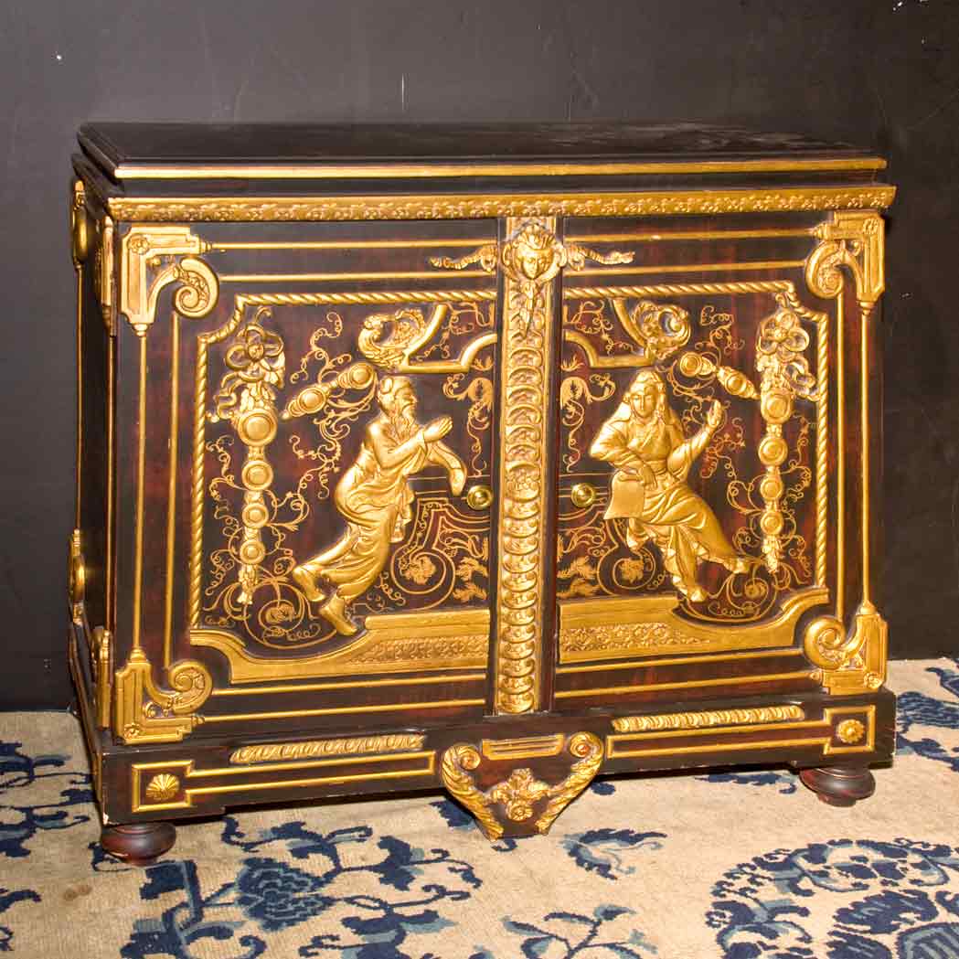 Appraisal: Louis XIV Style Gilt Decorated Painted Cabinet Height inches width