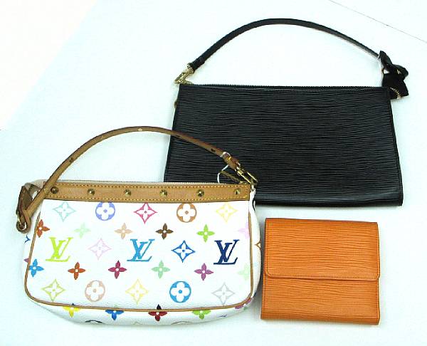 Appraisal: Two Louis Vuitton clutches and wallet Comprising Monogram Multicolore white