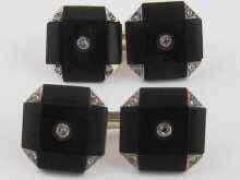 Appraisal: A fine pair of French hallmarked carat gold onyx and