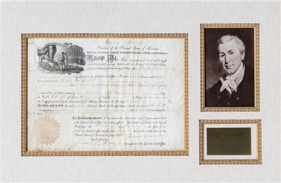 Appraisal: Sale Lot PRESIDENTS MONROE JAMES Document signed as President James