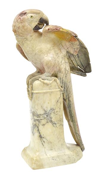 Appraisal: A MARBLE CARVING OF A MACAW TH CENTURY white marble