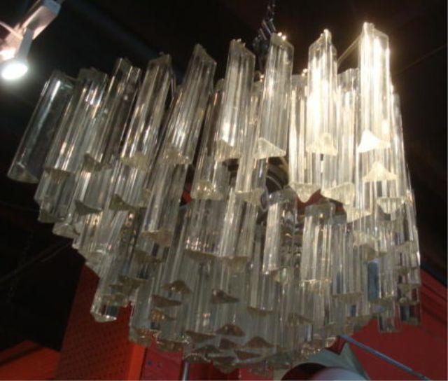 Appraisal: Chrome Crystal Multi Glass Chandelier From a Larchmont home