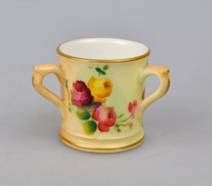 Appraisal: Royal Worcester miniature tyg painted with roses on a blush