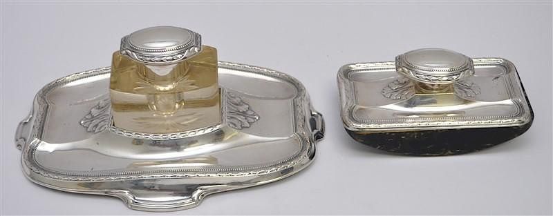 Appraisal: TH c GERMAN SILVER INKWELL DESK SET Antique c German