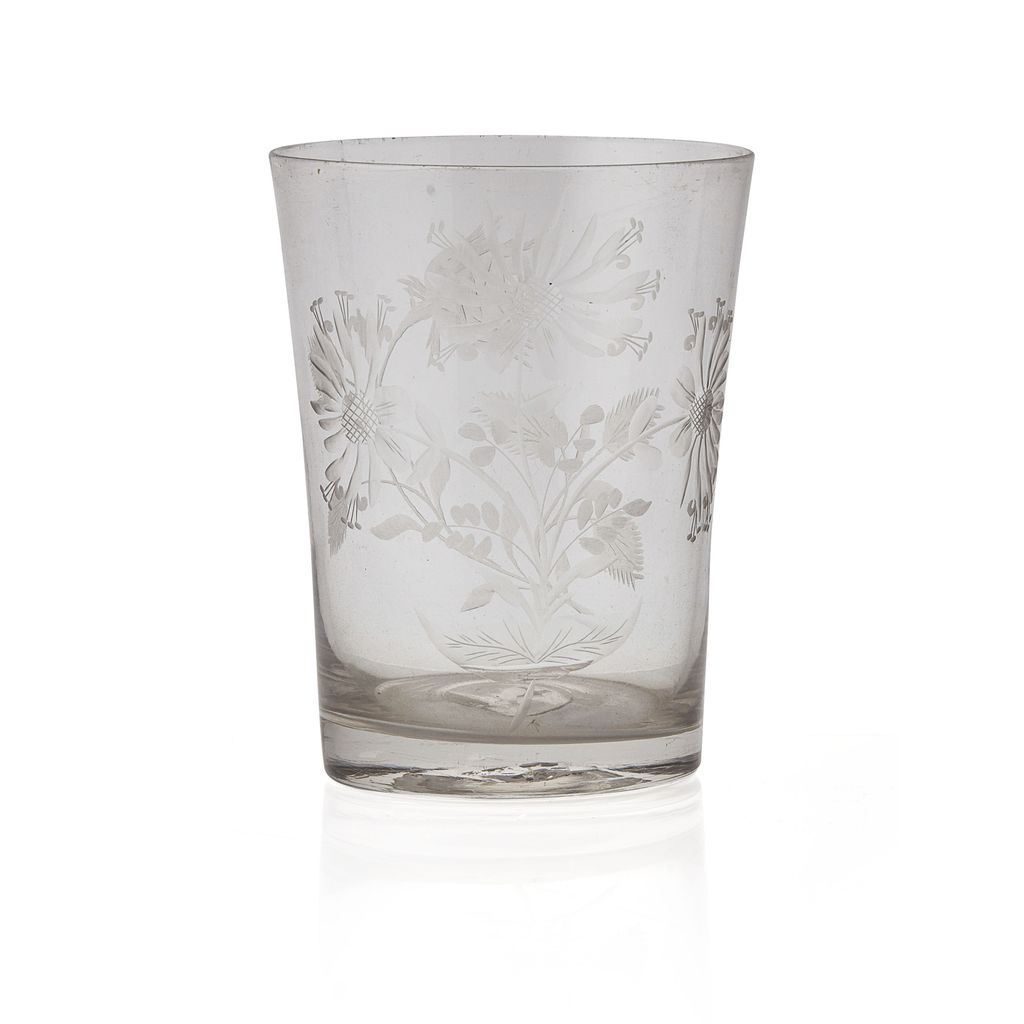 Appraisal: JACOBITE ENGRAVED TUMBLER MID LATE TH CENTURY the slightly tapered