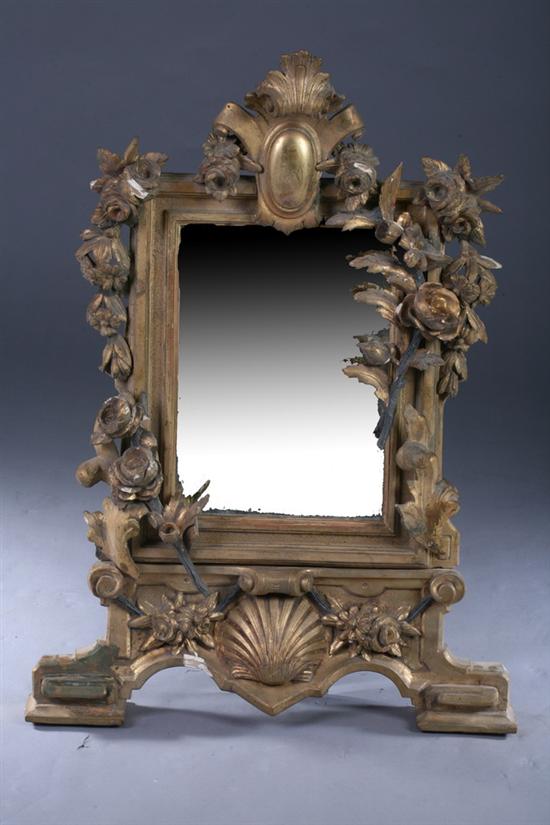 Appraisal: GILT MIRROR WITH SHELL-AND-FLORAL FRAME th century Rectangular frame on