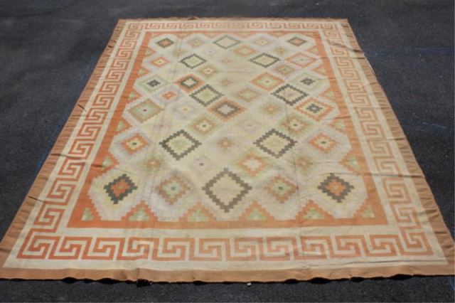 Appraisal: Handmade Roomsize Dhurrie Carpet From a Larchmont NY estate