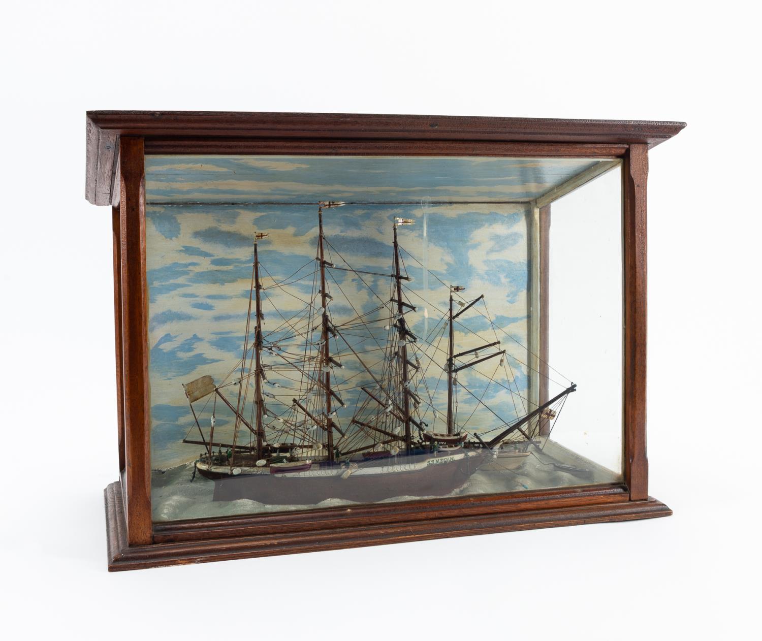 Appraisal: S S MECAN MARITIME DIORAMA IN GLASS CASE Likely English