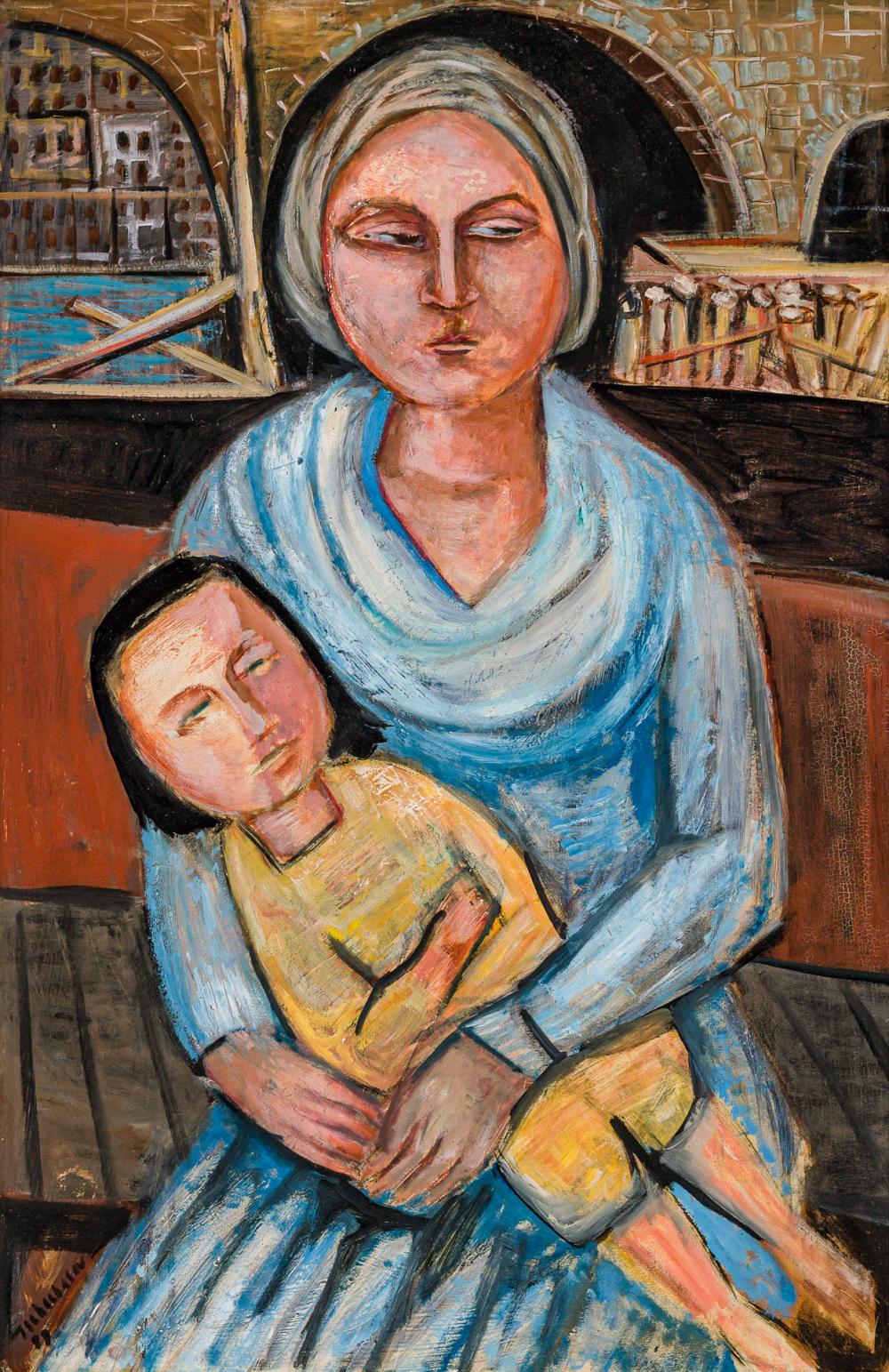 Appraisal: NAHUM TSCHACBASOV American Russian - Woman and Child oil on