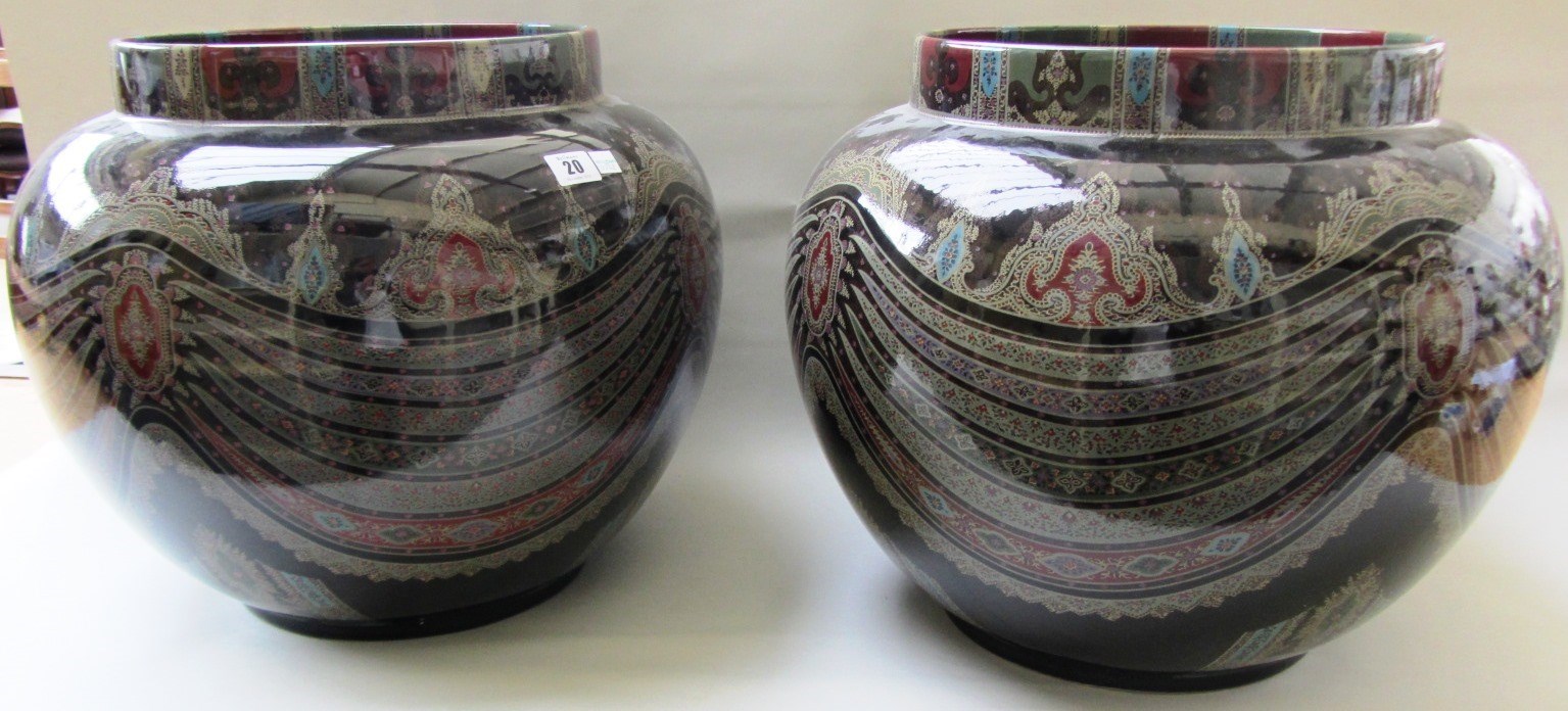 Appraisal: A pair of Italian glazed earthenware vases of recent manufacture