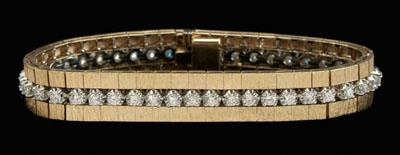 Appraisal: Diamond gold tennis bracelet kt yellow gold textured straight line