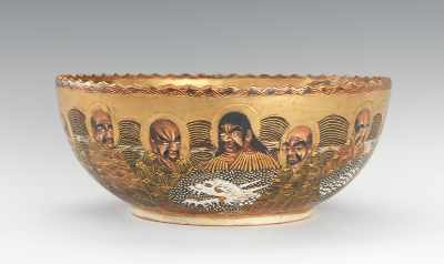 Appraisal: Japanese Satsuma Bowl Depicting Gods of Good Luck Design on