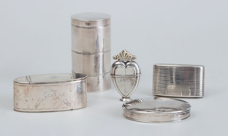 Appraisal: GEORGE III SILVER CYLINDRICAL THREE-TIER BOX AND COVER A GEORGE