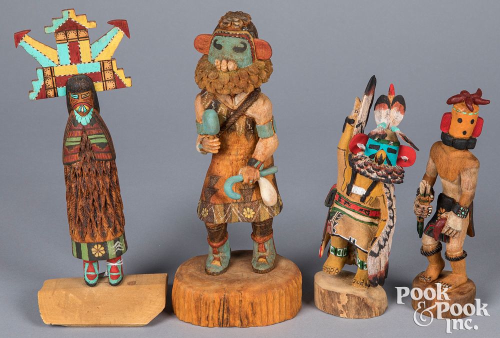 Appraisal: Group of Hopi Indian kachina carved figures Group of Hopi