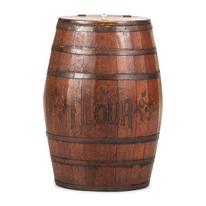 Appraisal: A Large Stenciled and Grain Painted Wood Flour Barrel Height