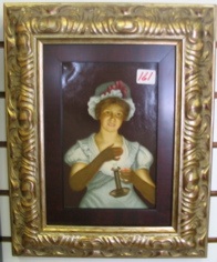 Appraisal: GERMAN SCHOOL porcelain plaque Hand painted with young woman in