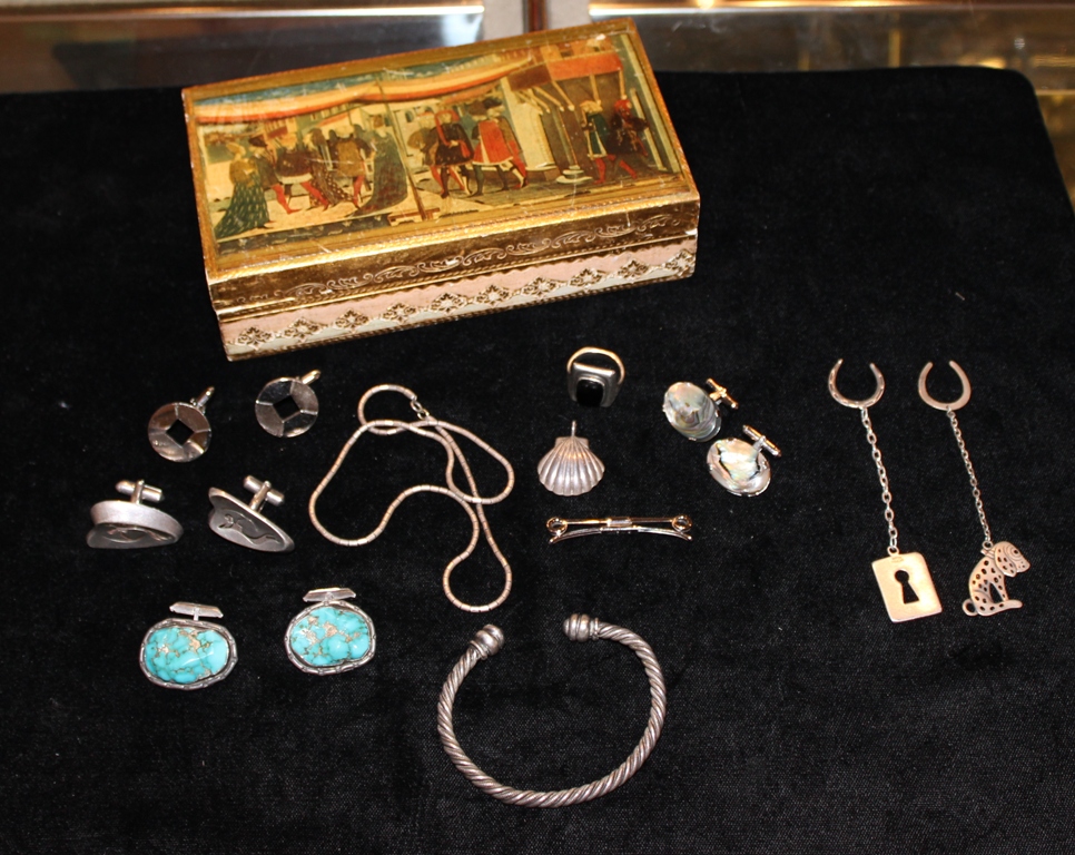 Appraisal: LOT OF STERLING JEWELRY TO INCLUDE FOUR PAIR OF CUFFLINKS