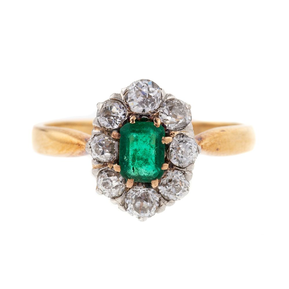 Appraisal: An K Antique Emerald Old European Diamond Ring K yellow