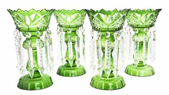 Appraisal: A Set of Four Bohemian Glass Girandoles each of baluster