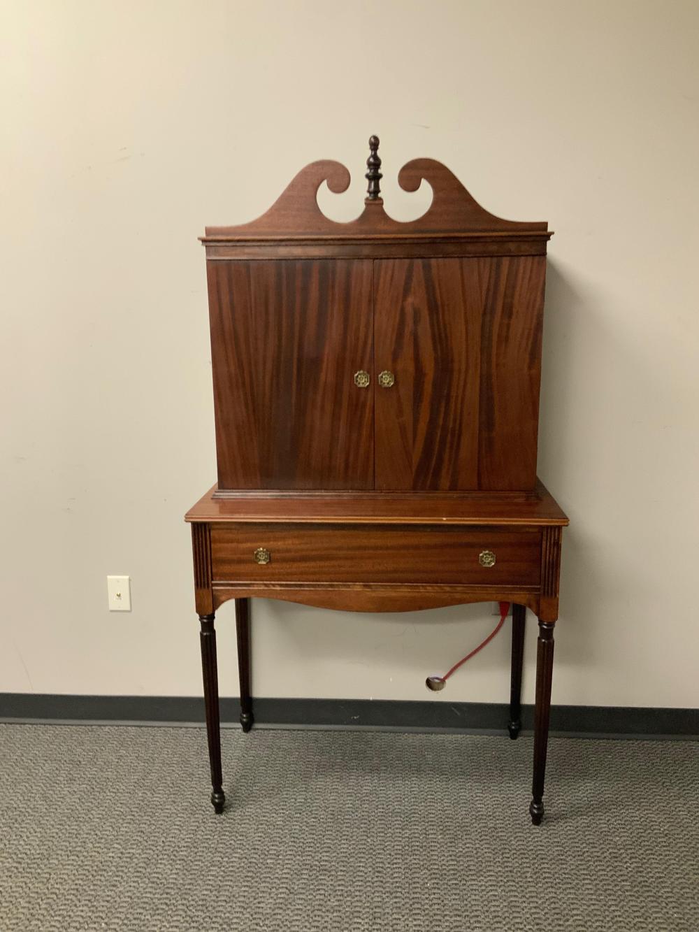 Appraisal: FEDERAL STYLE MAHOGANY TWO PART SIDE CABINET X X IN