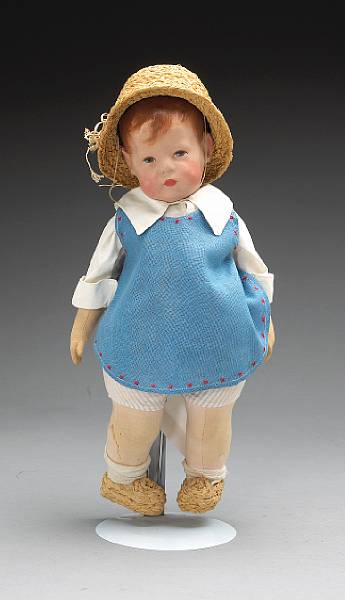 Appraisal: A Kathe Kruse doll German s the molded muslin head