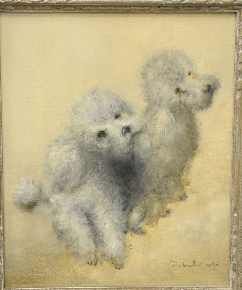 Appraisal: Joseph Dawley - oil on masonite poodles signed lower right