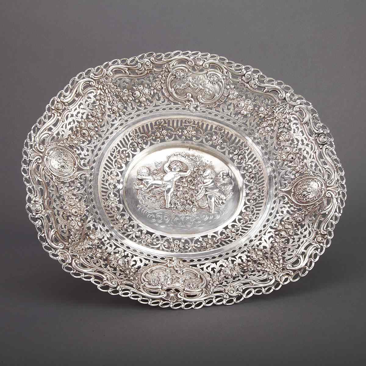 Appraisal: German Silver Oval Basket Adolph Mayer Frankfurt early th century