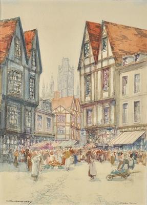 Appraisal: Victor Noble Rainbird British - Rouen street scene Watercolor on