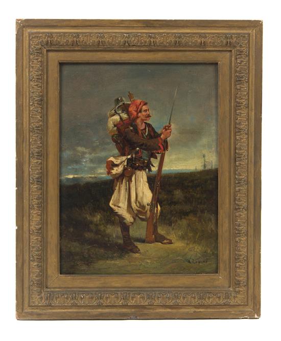 Appraisal: Sale Lot Artist Unknown Continental th Century Untitled Traveling Sentinel