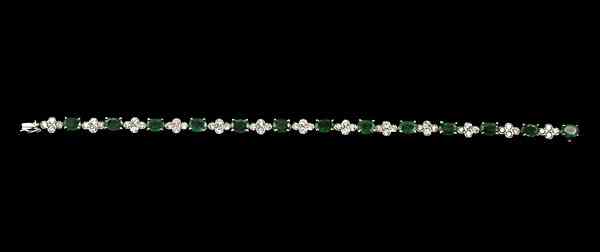 Appraisal: k Emerald and Diamond Line Bracelet k white gold emerald