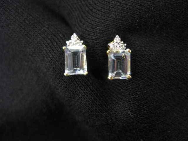 Appraisal: Aquamarine Diamond Earrings emerald cut gems totaling carats with diamonds