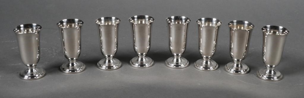 Appraisal: STERLING SILVER FOOTED CORDIAL LIQUEUR CUPSEight footed sterling silver cordial