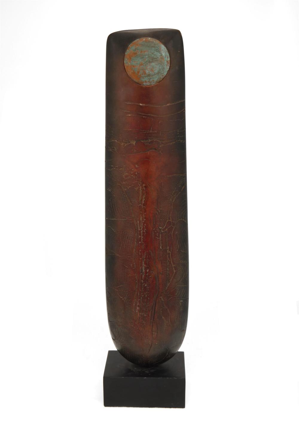 Appraisal: Peter Hayes b English Raku totem-form sculpture Raku ceramic copper